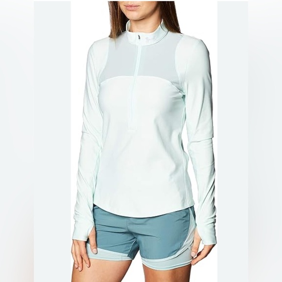 Under Armour Qualifier Baby Blue Fitted Long Sleeve Quarter Zip - Picture 1 of 4